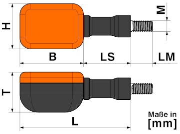 XT250/500 Blinker vorn/hinten, schwarz, e-Prüfzeichen, benötigtes  Leuchtmittel BA15S - 41003 (6V)/ 41004 (12V)