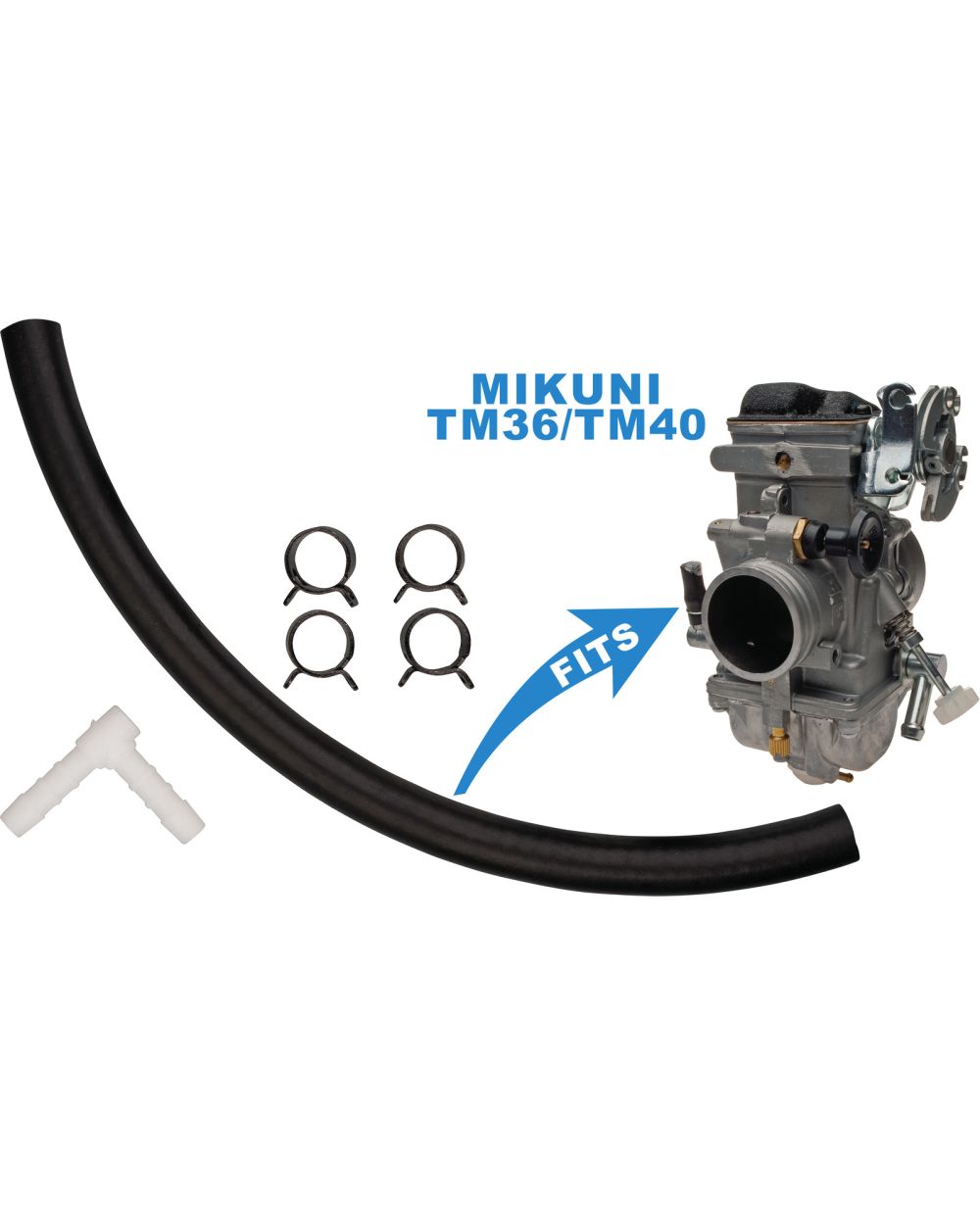 HD-Unterdruckschlauch zw. Benzinhahn und Unterdruckanschluss am TM-Vergaser  inkl. 4 Stück Federschellen und 90° PVC-Adapter