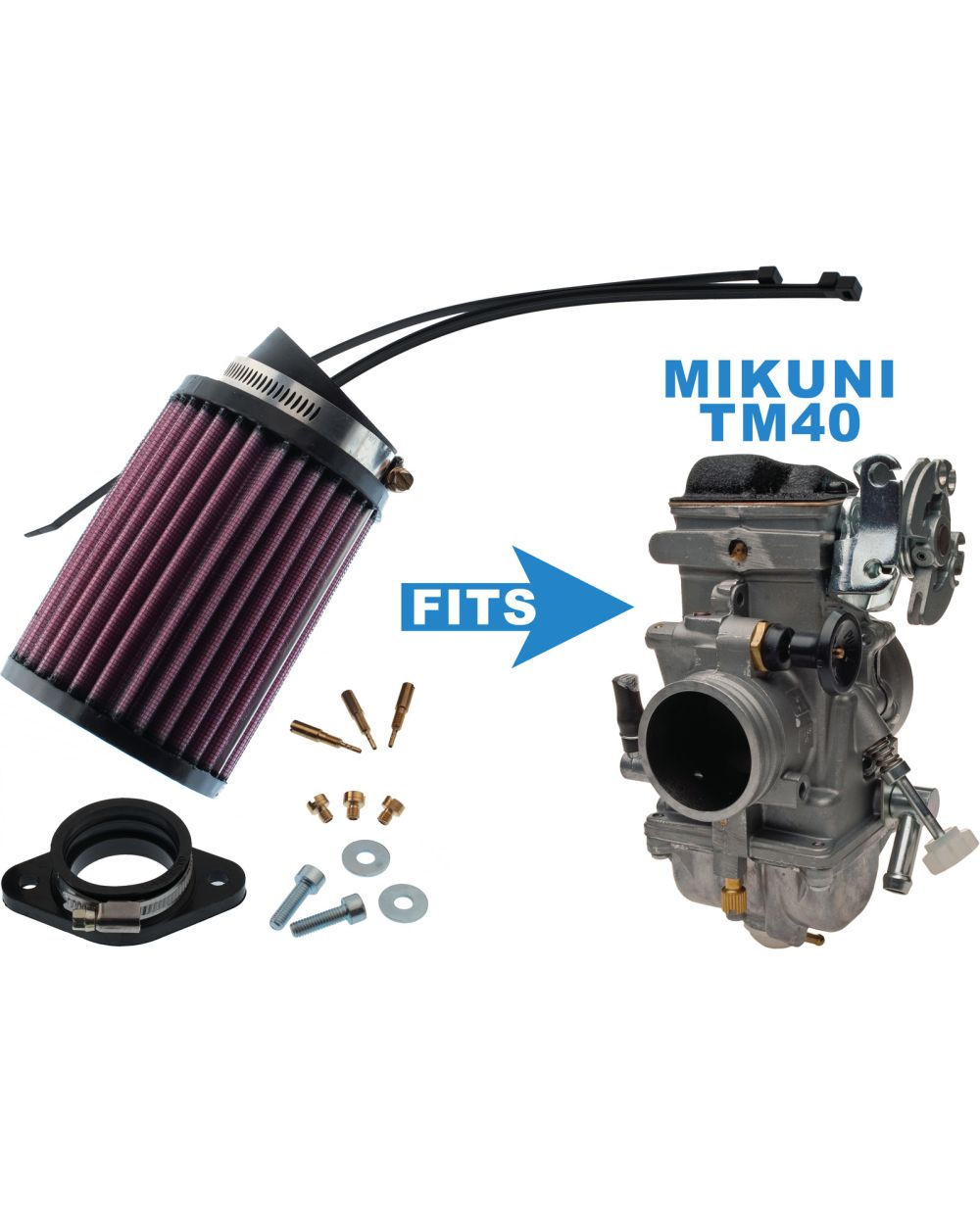 UPGRADE Mikuni Flachschieber Vergaser Kit TM-40 für Sportluftfilter