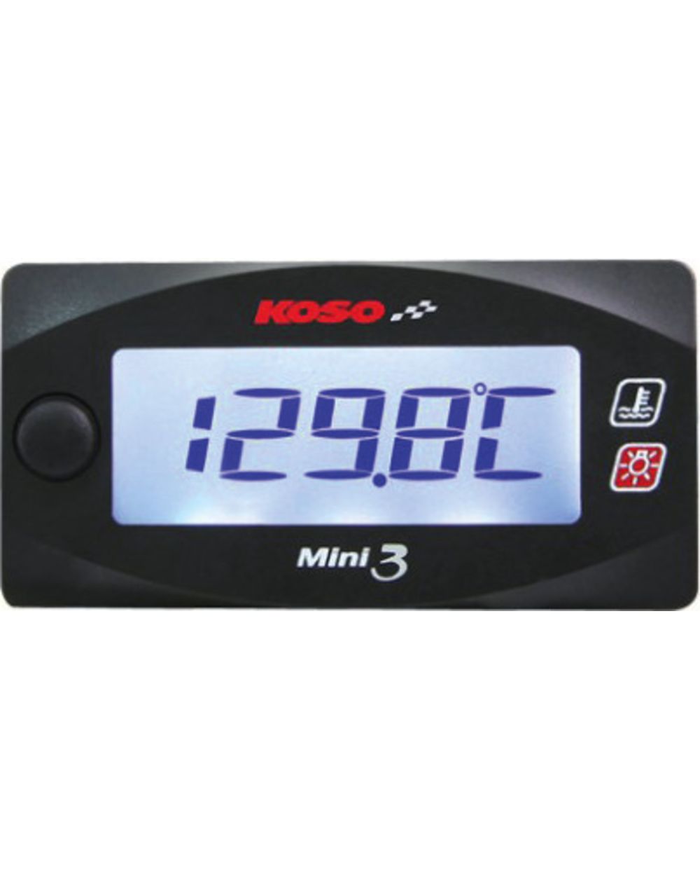 KOSO LCD-Thermometer mit Hintergrund- Beleuchtung, °C/°F umschaltbar, inkl.  2 Stück Öl-/Wasser-Sensor 1/8', Anzeige umschaltbar für Sensor 1/2