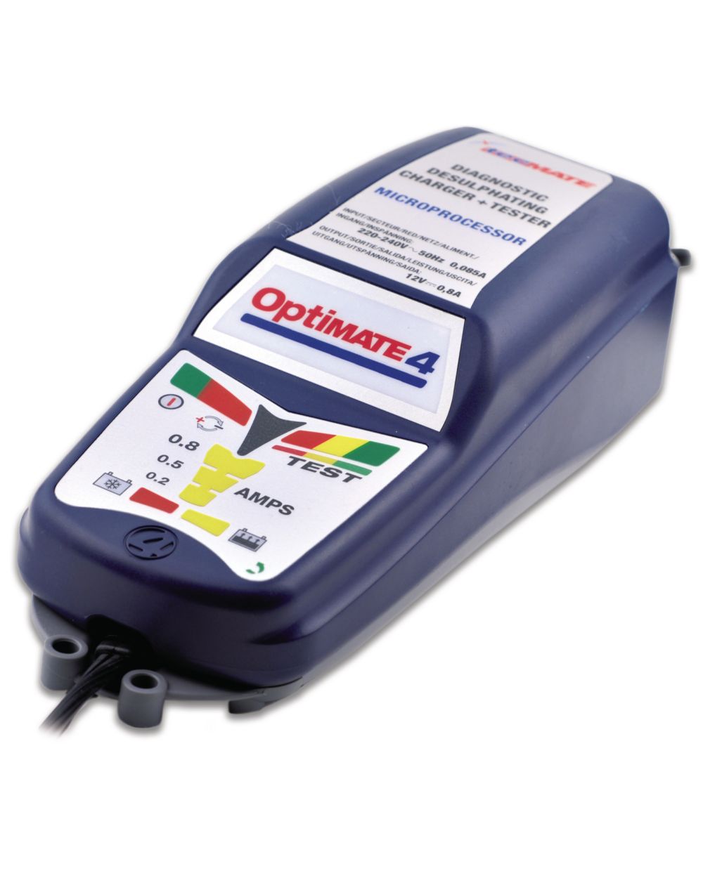 Optimate 4 Batterielade- & Diagnosegerät 12V, wasserdicht (10  Diagnose-LEDs, 2 Desulfatierungsstufen), inkl. Polklemmen + wasserdichter  Fahrzeugadapter
