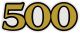 Emblem Seitendeckel '500' gold/schwarz, 1 Stück