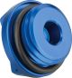 Öleinfüll-Verschlussdeckel M27x3, Alu blau eloxiert, mit Bohrungen für Drahtsicherung (inkl. O-Ring)