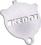 Seitenständer-Unterleger (Form wie Ölfilterdeckel SR/XT), 3mm Edelstahl verrundete Kanten, gelaserter KEDO-Schriftzug