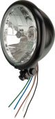 Bates Style H4-Scheinwerfer 5 3/4', schwarzes Gehäuse & Lampenring, Klarglas, e-geprüft, Befestigung UNTEN