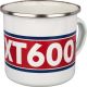 Nostalgie-Henkelbecher 'XT600', 300ml, weiß/rot/blau im Geschenkkarton, Emaille mit Metallrand (Handspülen empfohlen)