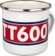 Nostalgie-Henkelbecher 'TT600', 300ml, weiß/rot/blau im Geschenkkarton, Emaille mit Metallrand (Handspülen empfohlen)