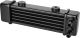 Jagg-Ölkühler 6-reihig, schwarz, Abm. ca. 200x54x33mm, Anschlüsse für Art. Ölschlauch 90091/90144 (10mm), M6 Befestigungen mit 90mm Abstand