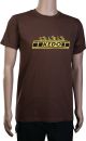 T-Shirt 'KEDO' Gr. M, braun mit gelbem Aufdruck (180g/m² Baumwolle), 100% Baumwolle
