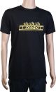 T-Shirt 'KEDO' Gr. M, schwarz mit gelbem Aufdruck (180g/m² Baumwolle), 100% Baumwolle