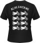 T-Shirt, Motiv: 'XT500 Modellübersicht', Farbe: schwarz, Aufdruck: hinten weiß, vorn rot/weiß, Größe: L, 160g Bio-Baumwolle, 100% Baumwolle