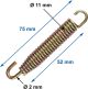 Auspuff-Zugfeder universal, verzinkt, 1 Stück, 75mm lang, 11mm Durchmesser, 2mm Draht, 1 Haken frei drehbar