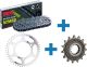 XW-Ring Kettensatz inkl. 15Z-Ritzel gummiert für max. Laufruhe, 46Z Kettenblatt, offene RK525XRE-Kette mit 122 Gliedern, inkl. Hohlnietschloss