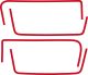 Dekor-Set für Seitendeckel, 1 Paar für rechts und links, enthält vier rote Zierstreifen für Grundfarbe weiß und schwarz (Dekorvorlage = Typ 43F 1986)