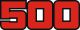 Aufkleber Seitendeckel-Schriftzug '500', rot/schwarz, weißer Hintergrund, 1 Stück für li oder re passend, 2x benötigt