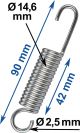 Universal-Feder verzinkt, Abm. ca. 90mm Länge, 2.5mm Drahtstärke, 14.6mm Außendurchmesser, 42mm Wicklungslänge