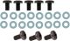 Befestigungs-Set schwarz für Edelstahl- Hitzeschutzbleche (3x M6x12 für Flammbox, M6x10 für Krümmer/Endtopf), 16x hitzefeste Unterlegscheibe