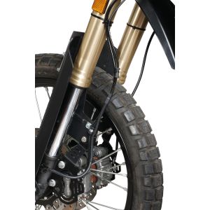 Stahlflex-Bremsleitung T700, schwarz, einteilige T-Form, ab Gabelbrücke komplett inkl. Hohlschrauben, für Kotflügel 31092S/W, ohne ABE