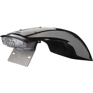 KEDO Hinterrad-Kotflügel schwarz inkl. transparentem LED-Rücklicht (e-geprüft) und Kennzeichenträger