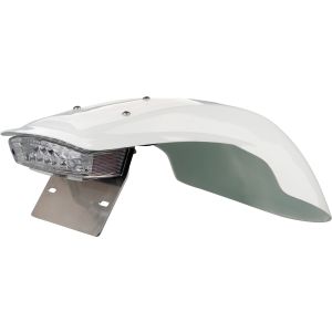 KEDO Hinterrad-Kotflügel weiß inkl. transparentem LED-Rücklicht (TÜV) & Kennzeichenträger