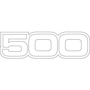 Emblem Seitendeckel '500' weiß, 1 Stück (Größe ca. 78x20,5mm)