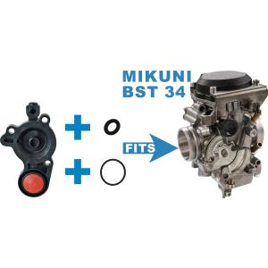 Air-Cut Ventildeckel Mikuni BST34 Flachschieber-Vergaser inkl. kleinem O-Ring oben und großem O-Ring unten