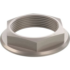 Mutter obere Gabelbrücke, inkl. Flansch (dadurch entfällt die originale U-Scheibe), hochfestes Aluminium, eloxiert, Schlüsselweite 41mm