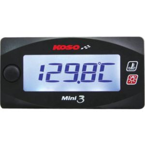 KOSO LCD-Thermometer mit Hintergrund- Beleuchtung, °C/°F umschaltbar, inkl. 2 Stück Öl-/Wasser-Sensor 1/8', Anzeige umschaltbar für Sensor 1/2