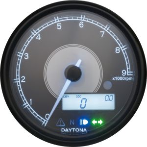 'Velona' Multi-funktion Instrument, diameter 80mm, digital speedometer, analogue tachometer, 9000rpm max., 4 pilot lights, LC-display, 'E'-approved