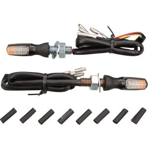 LED-Micro Blinker/Rücklicht-Einheit, 'Spark', Kunststoffgehäuse Abm. nur ca. 25x11x14.5mm, getöntes Glas, e-geprüft, für vorn & hinten, gummigelagert, 1 Paar