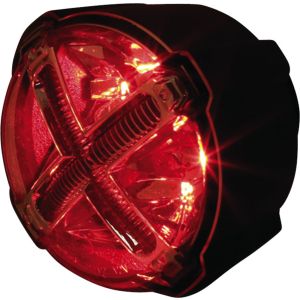 KOSO LED-Rücklicht GT-02, rotes Glas, M8 Befestigung, rückseitig Indexstifte für Ausrichtung '+' oder 'x', passende Halter siehe Art. 51083