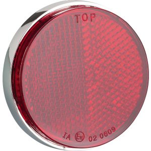 Reflektor rund/rot, verchromtes Gehäuse, Durchmesser 55/59mm, 1 Stück, mit M5-Gewinde, e-geprüft