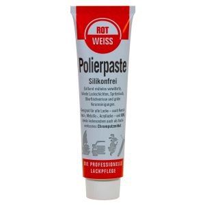 ROT-WEISS Polierpaste, 100ml (zum Auspolieren von Oberflächenkratzern, entfernt blinde, verwitterte Oberflächen --> auch für Chrom+Gummi geeignet)