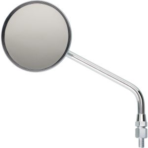 Chrom-Spiegel rund, 1 Stück, Spiegelarm 190+70mm, Spiegelfläche 107mm, e-geprüft, M10x1.25mm-Rechtsgewinde (nicht für Yamaha rechte Seite)