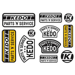 Aufkleberbogen KEDO Heritage, DIN A6 Bogen mit 10 Aufklebern, schwarz/weiß/gelb