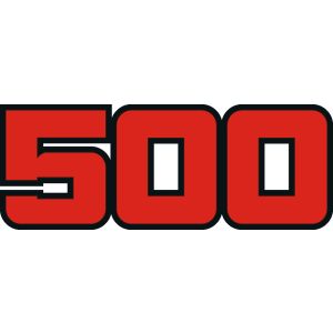 Aufkleber Seitendeckel-Schriftzug '500', rot/schwarz, weißer Hintergrund, 1 Stück für li oder re passend, 2x benötigt