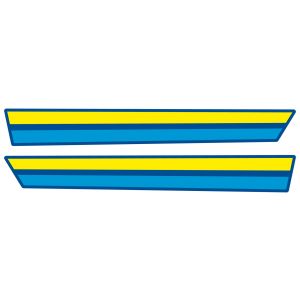 Seitendeckel-Aufkleber, 1 Paar Streifen in blau/gelb/blau, OEM-Vergleichs-Nr. 1VJ-21781-10 / 1VJ-21782-10