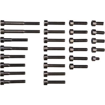 Replika-Schrauben-Set Motor-Seitendeckel schwarz verzinkt, Festigkeit 8.8, Innensechskant-Kopf (exkl. Sonderschraube unterer Ölfilterbolzen)
