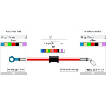 Stahlflexleitungs-Kit 2tlg. (Länge, Farbe der Fittinge und Ummantelung frei wählbar)