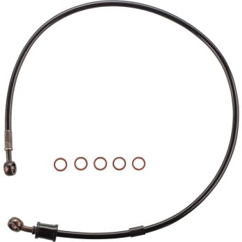 Stahlflexleitung 'Bronco', schwarz ummantelt, Fittinge schwarz, inkl. Kabelführungs- Gummi, für 2J4-, 48T- + Mini- Bremspumpe passend (TÜV-Gutachten)