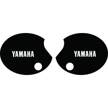 Seitendeckelaufkleber-Set 'YAMAHA' rechts+links, schwarz (Schrift weiß)