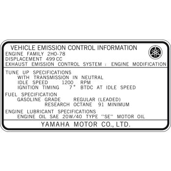 Hinweisaufkleber 'Vehicle Emission Control Information' Typ 2H0 78 Seitendeckel links/innen