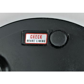 Aufkleber 'Check Brake Lining', 1 Stück, silber/schwarz/rot