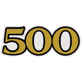 Emblem Seitendeckel '500' gold/schwarz, 1 Stück