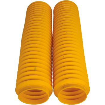 Faltenbälge gelb, 1 Paar (d=43mm Standrohr / 58-62mm Tauchrohr; nicht für USD), Länge ca. 350mm; mit kleineren , schwarzen Einschlüssen im Material