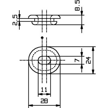 Gummidämpfer Seitendeckel (oval); ca. 11x28x8.5mm (Nut 2.5mm) OEM-Vergleichs-Nr. 90480-01401