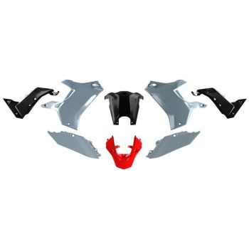 Racetech T7 Revolution Verkleidungs-Kit (8-teilig), rot/schwarz/grau durchgefärbtes Polypropylen, mit Originalschrauben montierbar