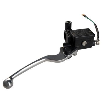Front Brake Master Cylinder 1/2' with Aluminium-Lever silver, Clamp with Mirror-Thread (RH-Thread) and Brake Light Switch