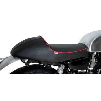 KEDO Sitzbank 'Classic Racer' schwarz mit roter Paspel, montagefertig ohne Sitzbankhalter hinten