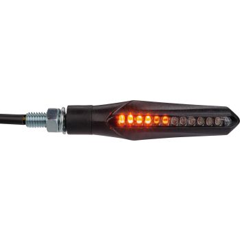 LED-Blinker 'MT' Lauflicht/sequenziell, Kunststoffgehäuse schwarz, Länge ca.83mm, getöntes Glas, e-geprüft, M8-Gewinde, 1 Paar
